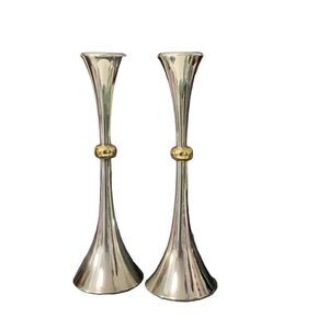 Dansk Designs Jens Quistgaard Japan Silver Plated Mid Century Pair Candlesticks
